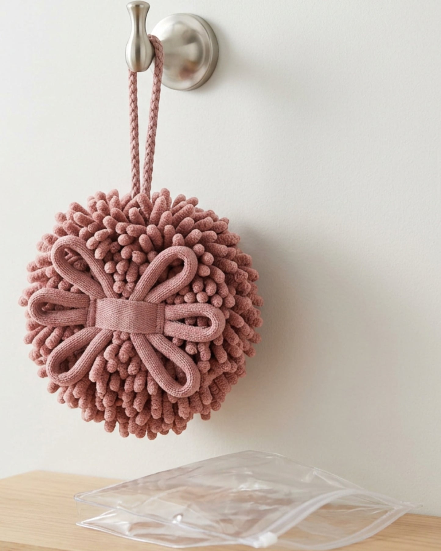Mjvbf Chenille Loop Rosette Bath Ball Dusty Rose - Lifestyle view