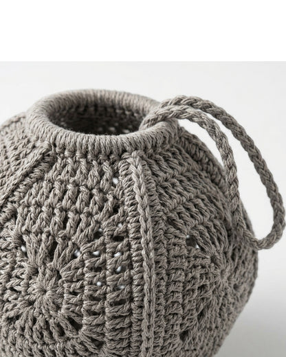 Mjvbf Crochet Hemp Cotton Hollow Wash Ball Warm Gray - Detail view