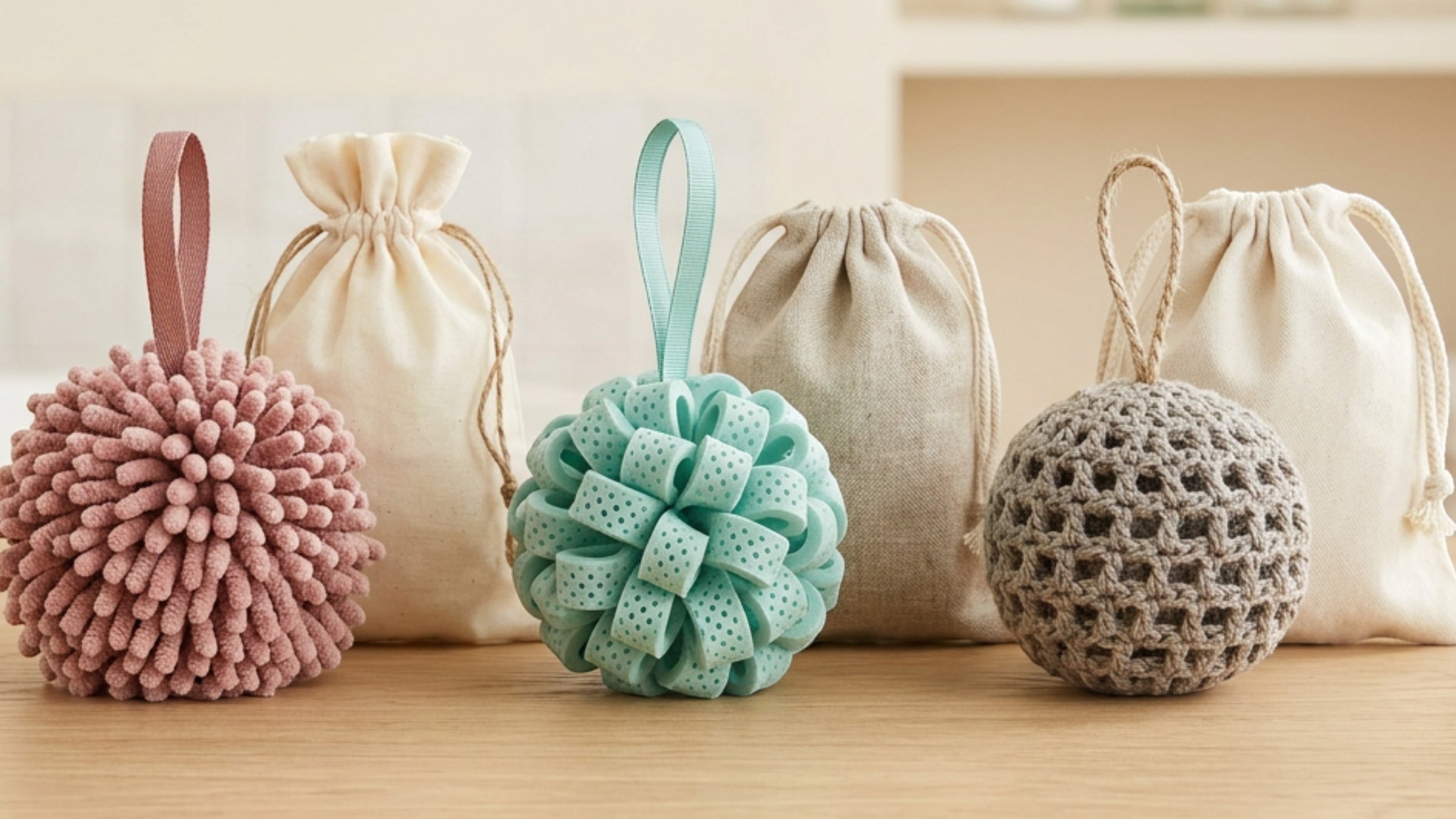 Mjvbf Bath Wash Balls and Body Cleansing Poufs